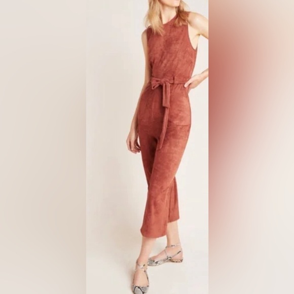 Anthropologie Pants - Anthropologie Camel-colored Faux Suede Jumpsuit size XS